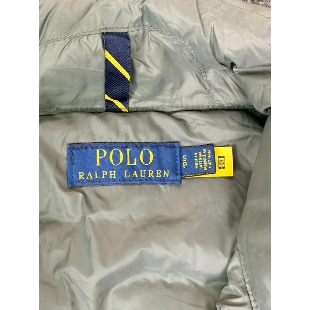 Polo Ralph Lauren Packable Mens Down Green Vest Full‎ Zip 100 % Nylon Size SP